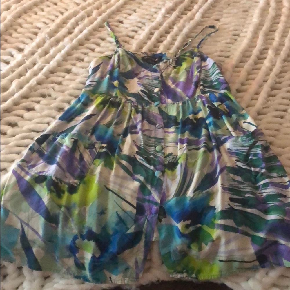 Cure tropical print babydoll tank top